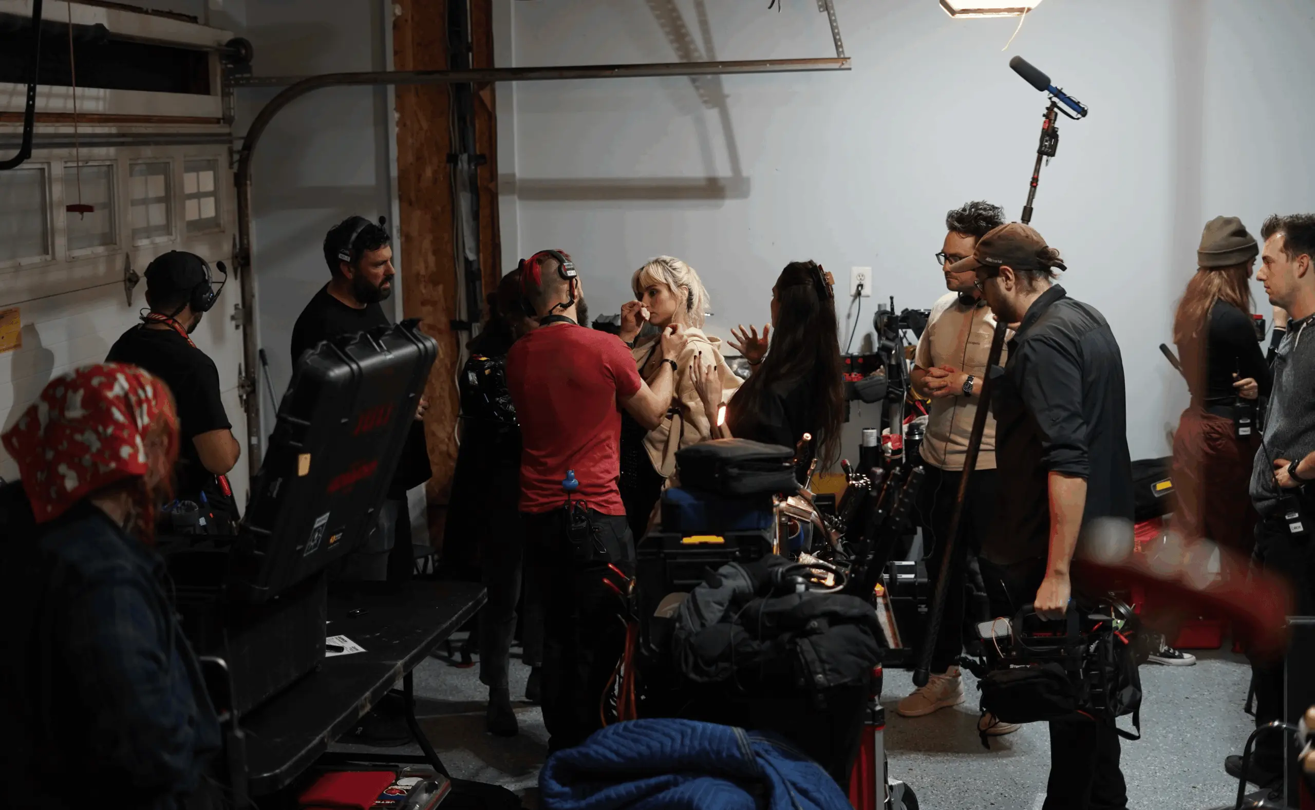 Full crew on set between scenes