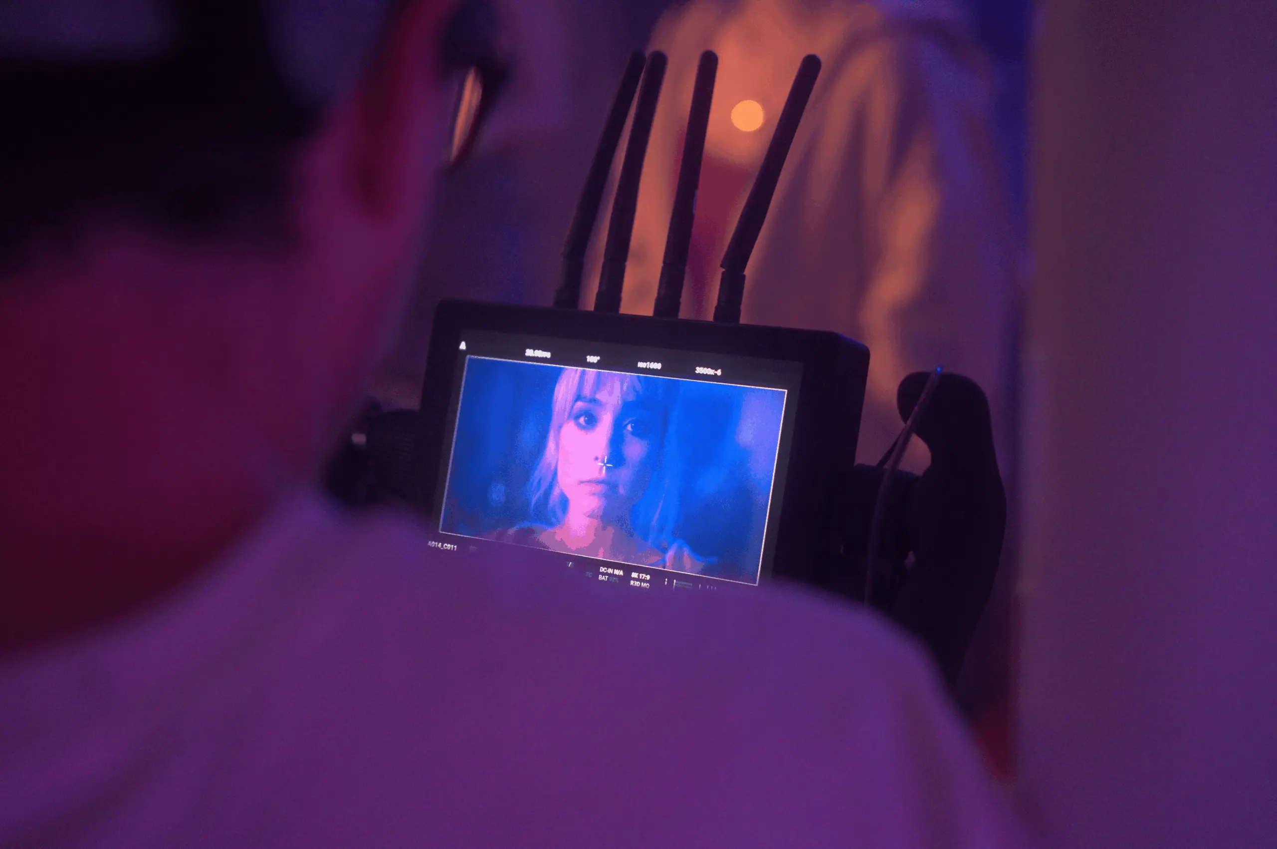 Monitoring a take on the wireless director’s feed